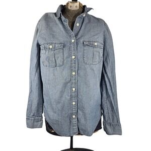 J.Crew Chambray Shirt‎  XS Perfect Fit Button Down Long Sleeve Coastal Western